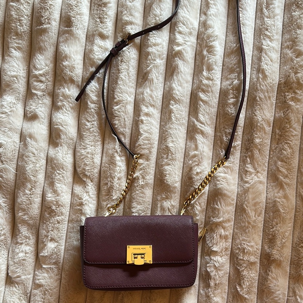 Michael Kors Gold  Burgandy/Purple and Brown Crossbody Bag